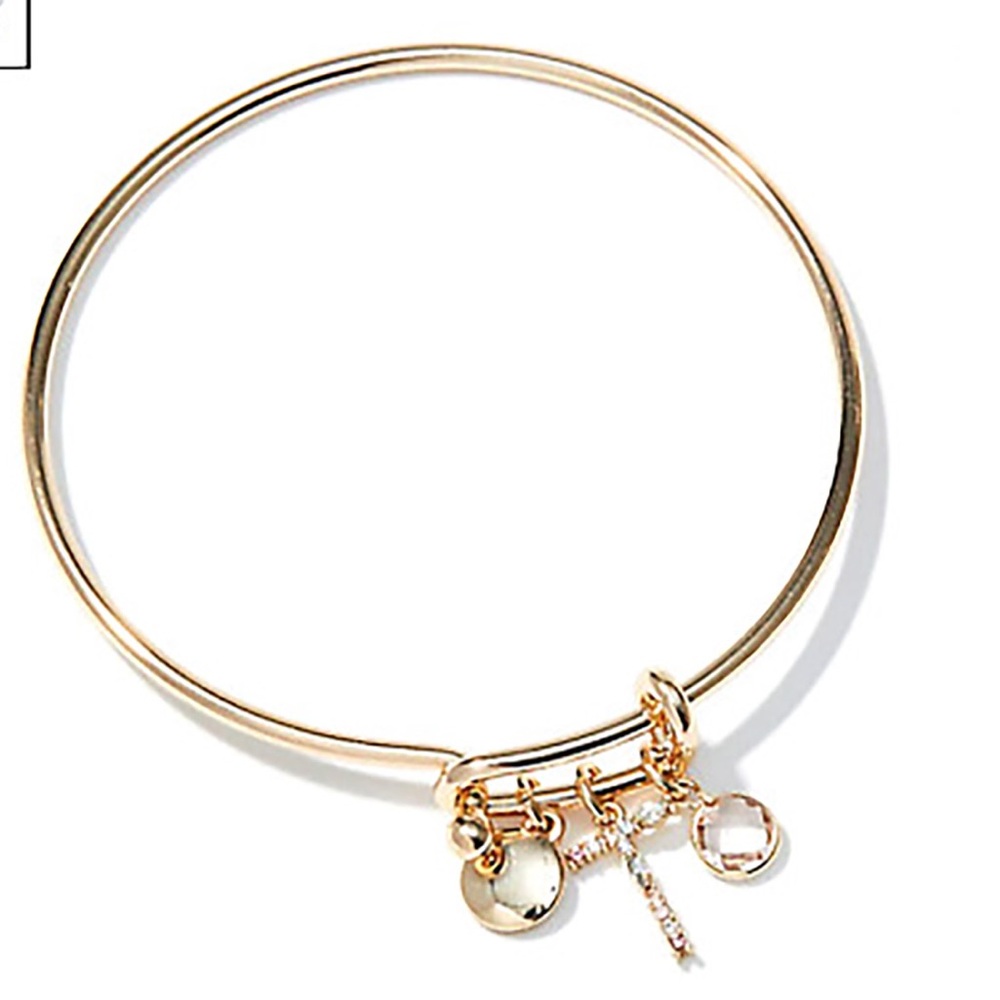NWT Loft Initial Charm Bracelet Bangle GoldTone